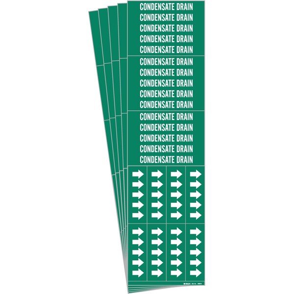 CONDENSATE DRAIN Pipe Marker Style 3C Arrows Polyester WT on GN 3 per Card, 5 PK